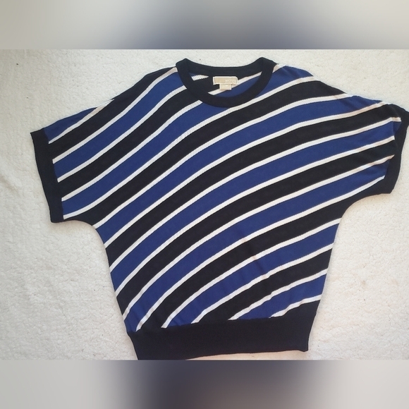 Bundle Only: Michael Kors Diagonal  Stripe Crewneck Knit Short Sleeve Top Size L - Picture 2 of 10